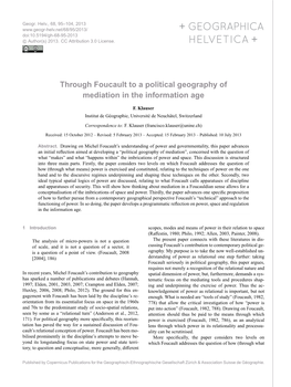 Through Foucault to a Political Geography of Mediation in the Information Age