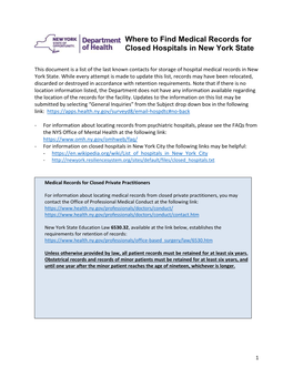 Where to Find Medical Records for Closed Hospitals in New York State