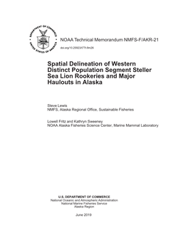 Spatial Delineation of Western Distinct Population Segment Steller Sea Lion Rookeries and Major Haulouts in Alaska