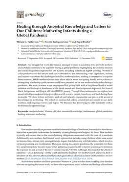 Healing Through Ancestral Knowledge and Letters to Our Children: Mothering Infants During a Global Pandemic