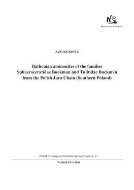 Bathonian Ammonites of the Families Sphaeroceratidae Buckman and Tulitidae Buckman from the Polish Jura Chain (Southern Poland)