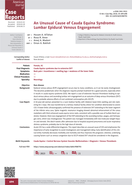 Lumbar Epidural Venous Engorgement