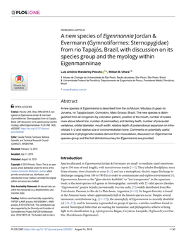 (Gymnotiformes: Sternopygidae) from Rio Tapaj# #X00f3;S, Brazil, With