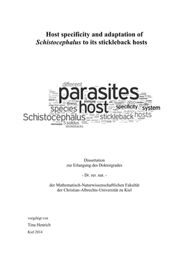 Host Specificity and Adaptation of Schistocephalus to Its Stickleback Hosts