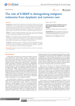 The Role of S100A9 in Distinguishing Malignant Melanoma from Dysplastic and Common Nevi