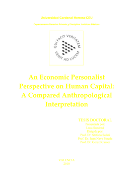 An Economic Personalist Perspective of Human Capital : a Compared