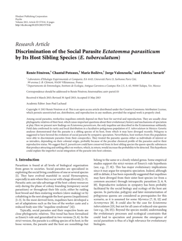 Discrimination of the Social Parasite Ectatomma Parasiticum by Its Host Sibling Species (E. Tuberculatum)