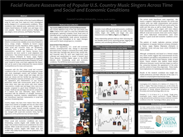 Facial Feature Assessment of Popular US Country Music Singers Across