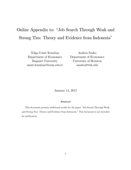 Online Appendix To: Kjob Search Through Weak and Strong Ties