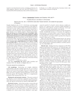 Genus I. Escherichia Castellani and Chalmers 1919, 941TAL