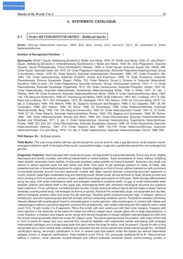 2. SYSTEMATIC CATALOGUE Order HETERODONTIFORMES