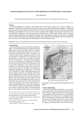 Reconstructing the Eastern Sector of Old Saida Based on the 1864 Map by Ernest Renan