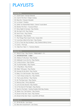 2004/06/26 01. Guabi Guabi / George Sibanda 02. Cool in the Pool / Holger Czukay 03