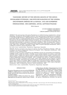 Taxonomic Review of the Species Groups of the Genus