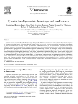 Cytomics: a Multiparametric, Dynamic Approach to Cell Research