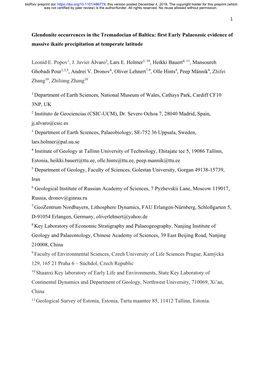 Glendonite Occurrences in the Tremadocian of Baltica: First Early Palaeozoic Evidence of Massive Ikaite Precipitation at Temperate Latitude