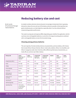 Reducing Battery Size and Cost