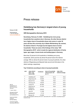 Heidelberg Has Germany's Largest Share of Young Households