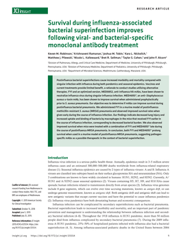 Survival During Influenza-Associated Bacterial Superinfection Improves Following Viral- and Bacterial-Specific Monoclonal Antibody Treatment