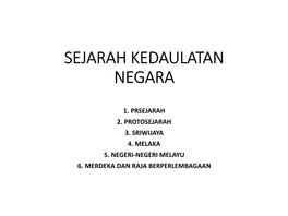 Sejarah Kedaulatan Negara