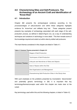 4.0 Characterising Sites and Salt-Producers. the Archaeology of an Ancient Craft and Identification of ‘Know-How’ 4.1 Introduction