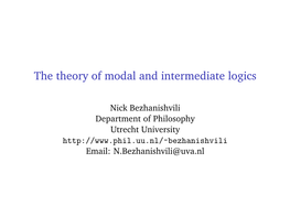 The Theory of Modal and Intermediate Logics