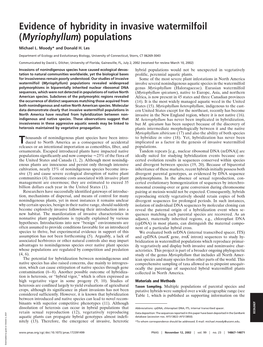 Myriophyllum) Populations