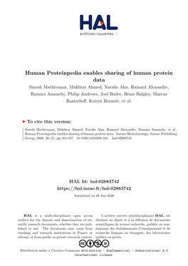 Human Proteinpedia Enables Sharing of Human Protein Data