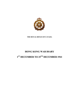 Hong Kong War Diary 1