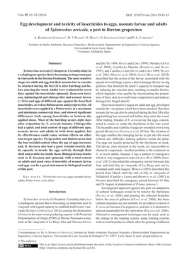 Egg Development and Toxicity of Insecticides to Eggs, Neonate Larvae and Adults of Xylotrechus Arvicola, a Pest in Iberian Grapevines