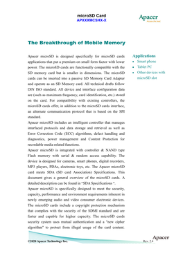 Apacer Specification-Microsd Class 4 Rev2.4