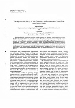 The Depositional History of Late Quaternary Sediments Around Mangalore, West Coast of India