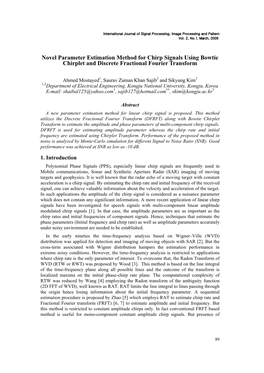 Novel Parameter Estimation Method for Chirp Signals Using Bowtie Chirplet and Discrete Fractional Fourier Transform