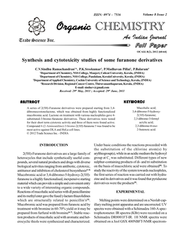 Synthesis and Cytotoxicity Studies of Some Furanone Derivatives