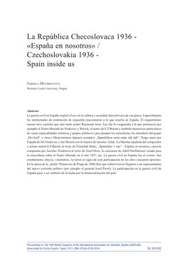 La República Checoslovaca 1936 - «España En Nosotros» / Czechoslovakia 1936 - Spain Inside Us