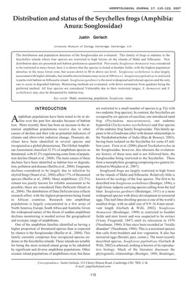 Distribution and Status of the Seychelles Frogs (Amphibia: Anura: Sooglossidae)