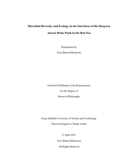 Microbial Diversity and Ecology in the Interfaces of the Deep-Sea Anoxic