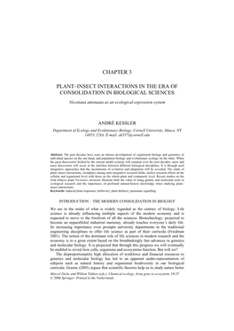 3. Plant-Insect Interactions in the Era of Consolidation in Biological Sciences