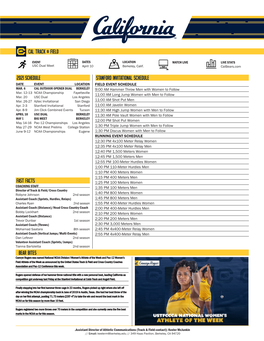 Cal Track & Field Stanford Invitational Schedule 2021