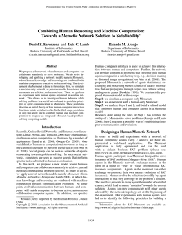 Combining Human Reasoning and Machine Computation: Towards a Memetic Network Solution to Satisﬁability∗