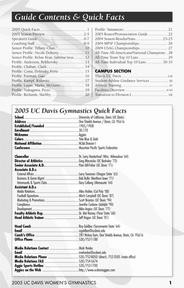 2005 UC Davis Gymnastics Quick Facts School