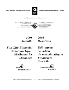 2008 Results Sun Life Financial Canadian Open Mathematics