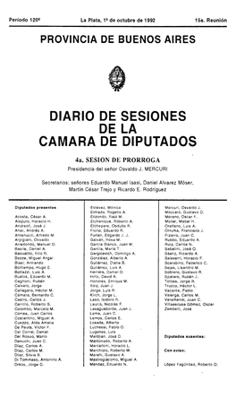 Diario De Sesiones De La Camara De Diputados
