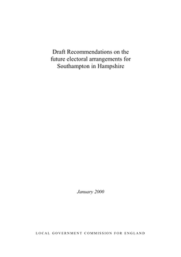 Draft Recommendations on the Future Electoral Arrangements for Southampton in Hampshire