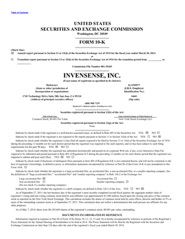 INVENSENSE, INC. (Exact Name of Registrant As Specified in Its Charter)