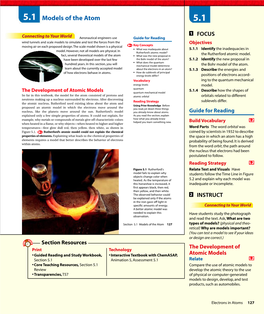 5.1 Models of the Atom 5.1