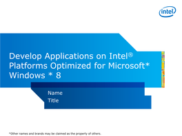 Intel Architecture for Windows