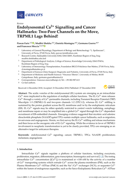 Endolysosomal Ca2+ Signalling and Cancer Hallmarks: Two-Pore Channels on the Move, TRPML1 Lags Behind!