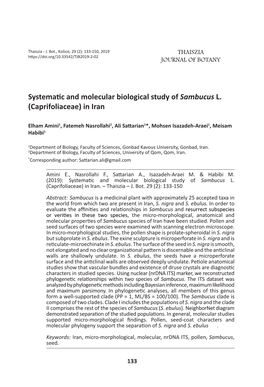 Systematic and Molecular Biological Study of Sambucus L. (Caprifoliaceae) in Iran