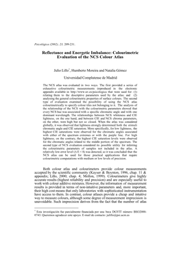 Colourimetric Evaluation of the NCS Colour Atlas